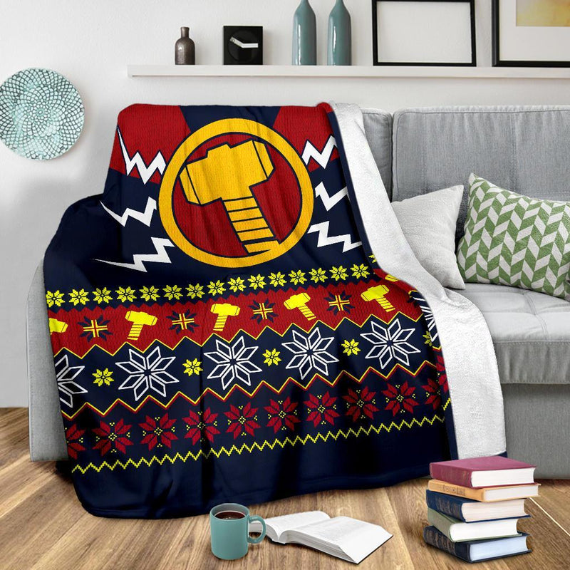 Thor Mjolnir Ugly Christmas Custom Blanket Home Decor Nearkii