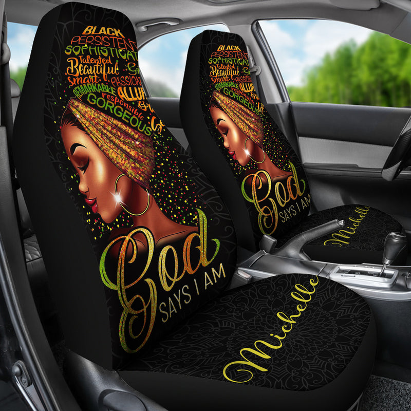 Best Personalized Black Girl Premium Custom Car Seat Covers Decor Protector Nearkii