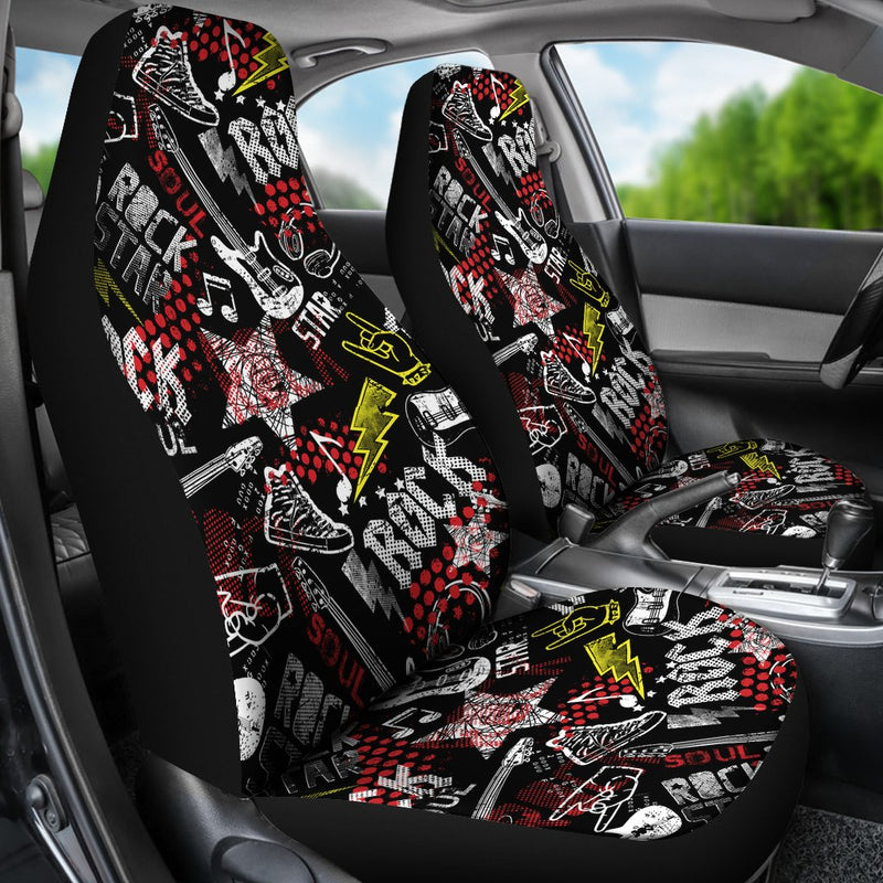 Best Rock Music Pattern With Guitar Premium Custom Car Seat Covers Decor Protector Nearkii