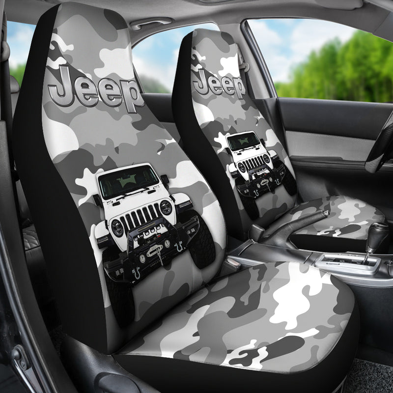 White Jeep Camouflage Premium Custom Car Seat Covers Decor Protectors Nearkii