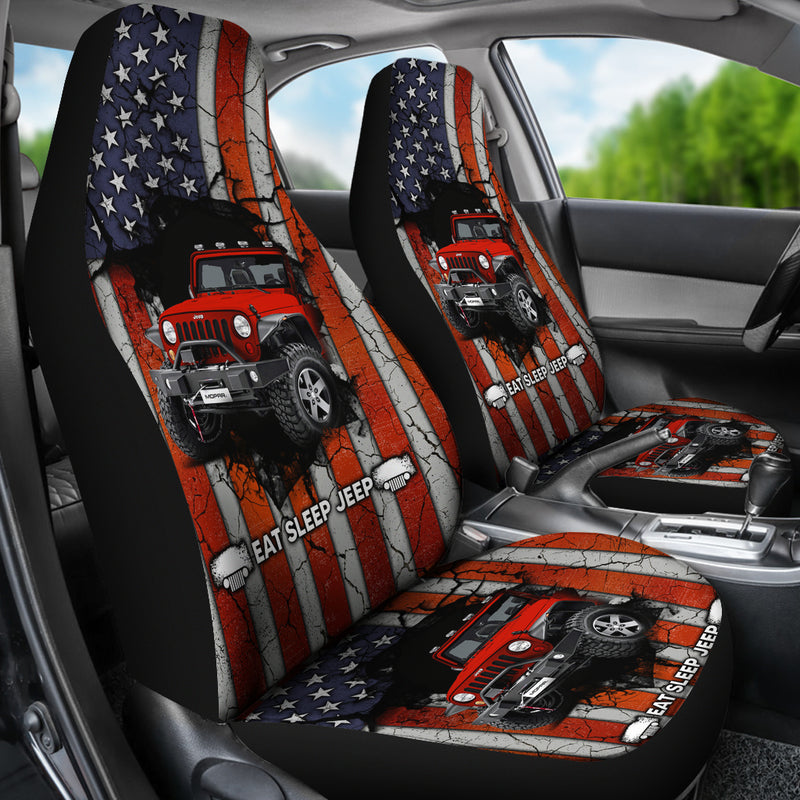 Eat Sleep Jeep Red Premium Custom Car Seat Covers Decor Protectors Nearkii