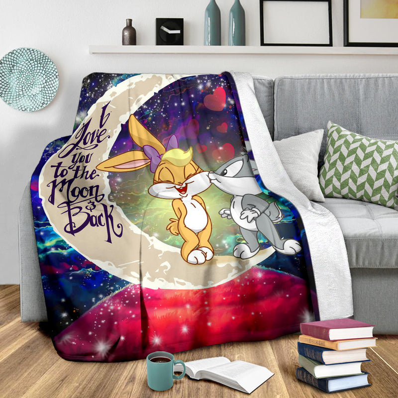 Bunny Couple Love You To The Moon Galaxy Blanket Nearkii