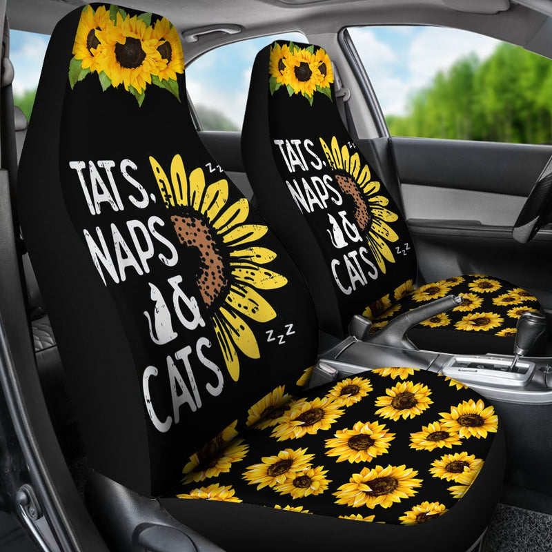 Best Tats Naps And Cats Sunflower Seat Covers Car Decor Car Protector Nearkii