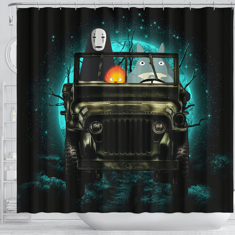 Totoro No Face Ghibli Ride Jeep Halloween Funny Anime Shower Curtain Nearkii