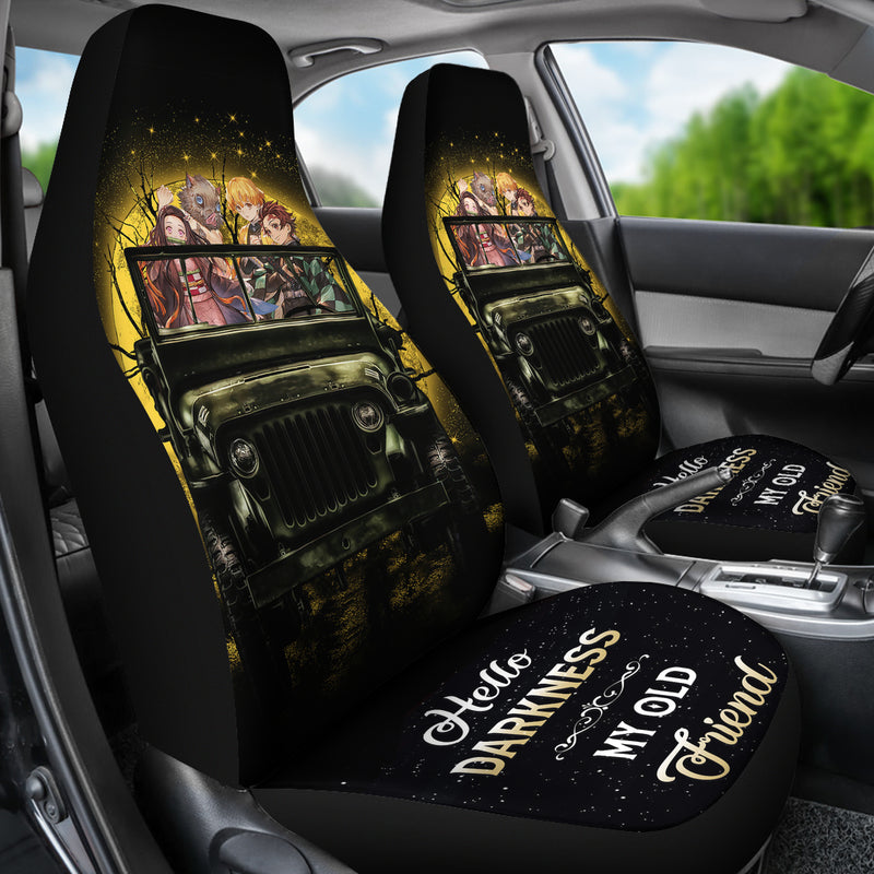 Demon Slayer Ride Jeep Funny Anime Moonlight Halloween Premium Custom Car Seat Covers Decor Protectors Nearkii