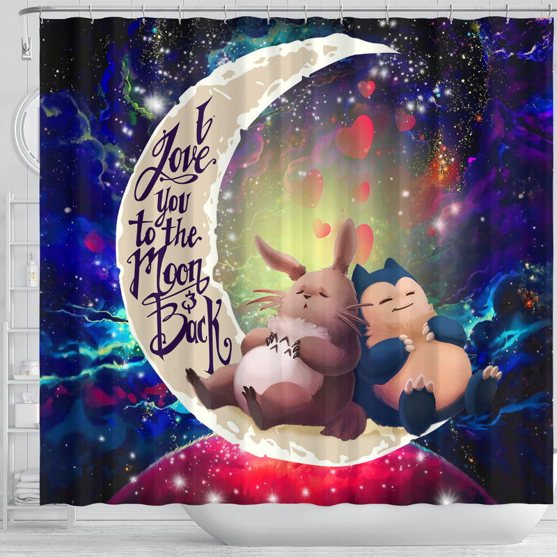 Totoro Ghibli Snorlax Pokemon Love You To The Moon Galaxy Shower Curtain Nearkii