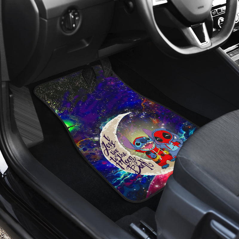 Cute Deadpool And Stitch Love You To The Moon Galaxy Car Floor Mats Car Accessories Nearkii