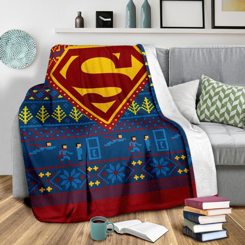 Superman Art Ugly Christmas Custom Blanket Home Decor Nearkii