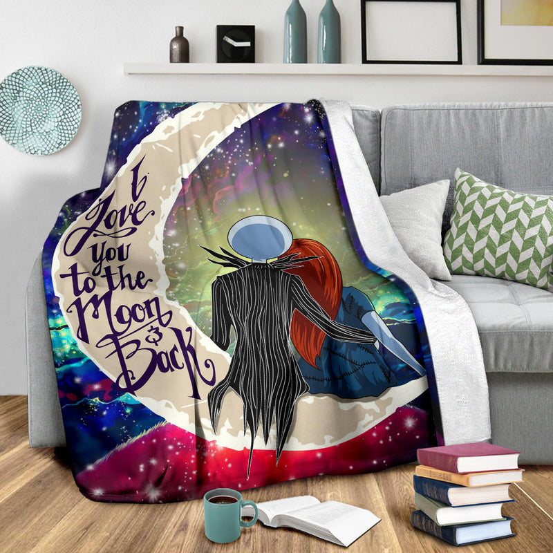 Jack And Sally Nightmare Before Christmas Love You To The Moon Galaxy Premium Blanket Nearkii