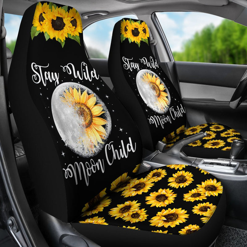 Best Stay Wild Moon Child Hippie Sunflower Premium Custom Car Seat Covers Decor Protector Nearkii