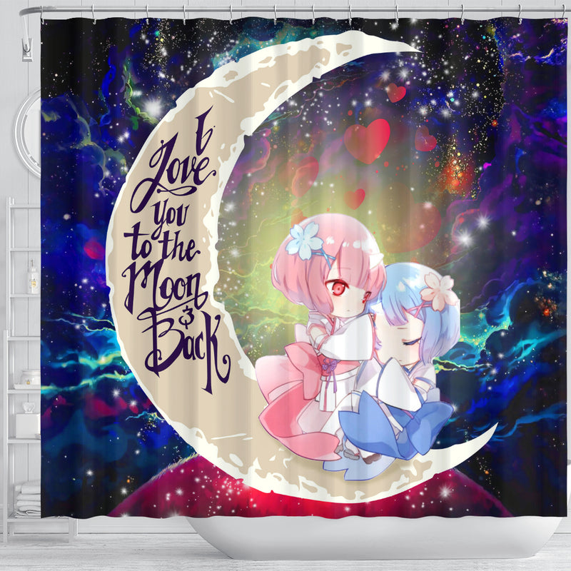 Ram And Rem Rezero Love You To The Moon Galaxy Shower Curtain Nearkii