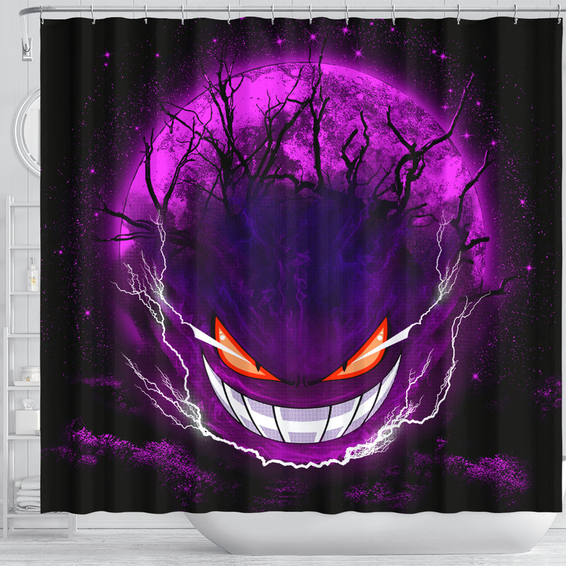 Gengar Pokemon Ghost Scary Moonlight Shower Curtain Nearkii