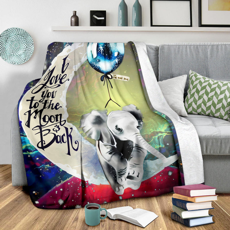 Elephant Love You To The Moon Galaxy Premium Blanket Nearkii