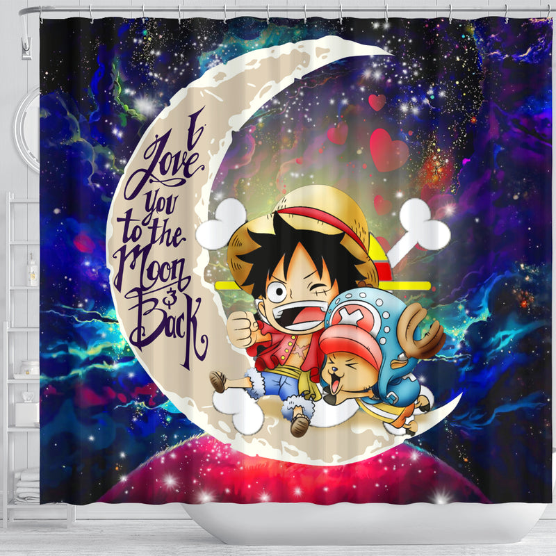 Chibi Luffy And Chopper One Piece Anime Love You To The Moon Galaxy Shower Curtain Nearkii