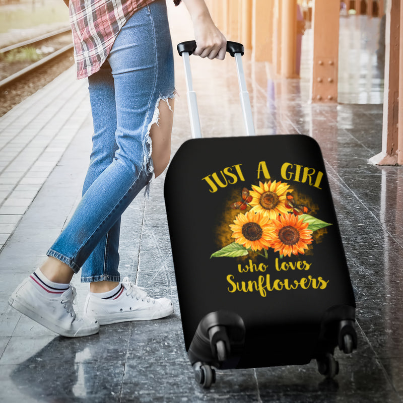 Sunflowers Just A Girl Who Loves Sunflowers Art Luggage Cover Suitcase Protector Suitcase Protector Nearkii