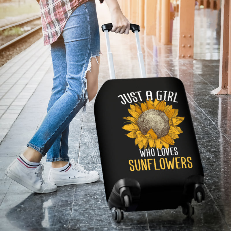 Sunflowers Just A Girl Who Loves Sunflowers Luggage Cover Suitcase Protector Suitcase Protector Nearkii