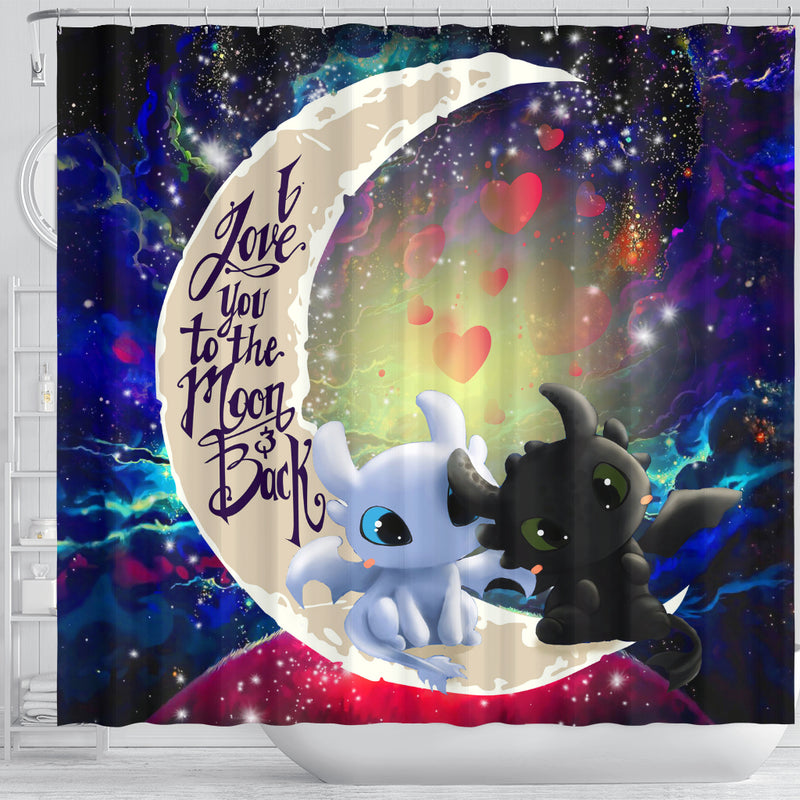 Toothless Light Fury Night Fury Love You To The Moon Galaxy Shower Curtain Nearkii