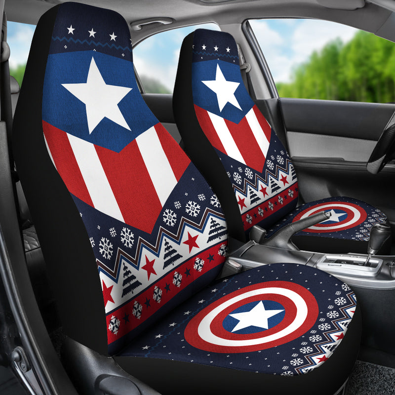 Christmas Captain America Christmas Premium Custom Car Seat Covers Decor Protectors Nearkii