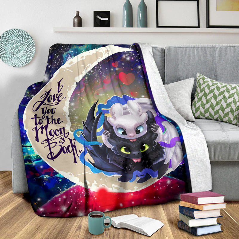 Toothless And Light Fury How To Train Your Dragon Love You To The Moon Galaxy Blanket Nearkii