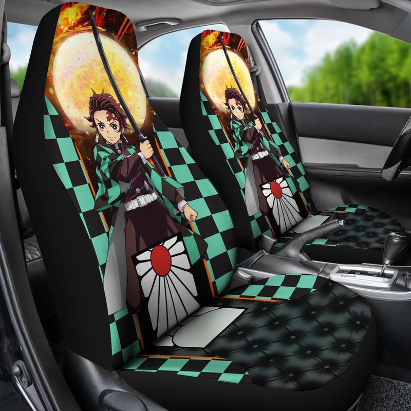 Tanjiro Sun Demon Slayer Premium Custom Car Premium Custom Car Seat Covers Decor Protectors Decor Protector Nearkii