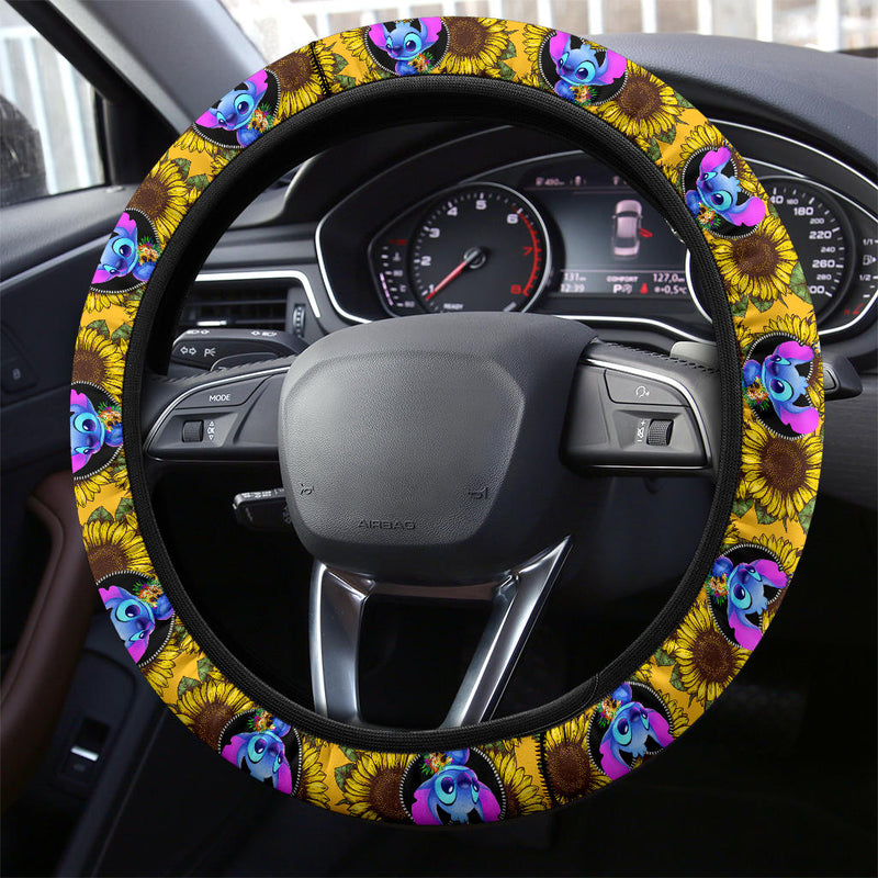Stitch Sunflower Car Steering Wheel Cover Nearkii