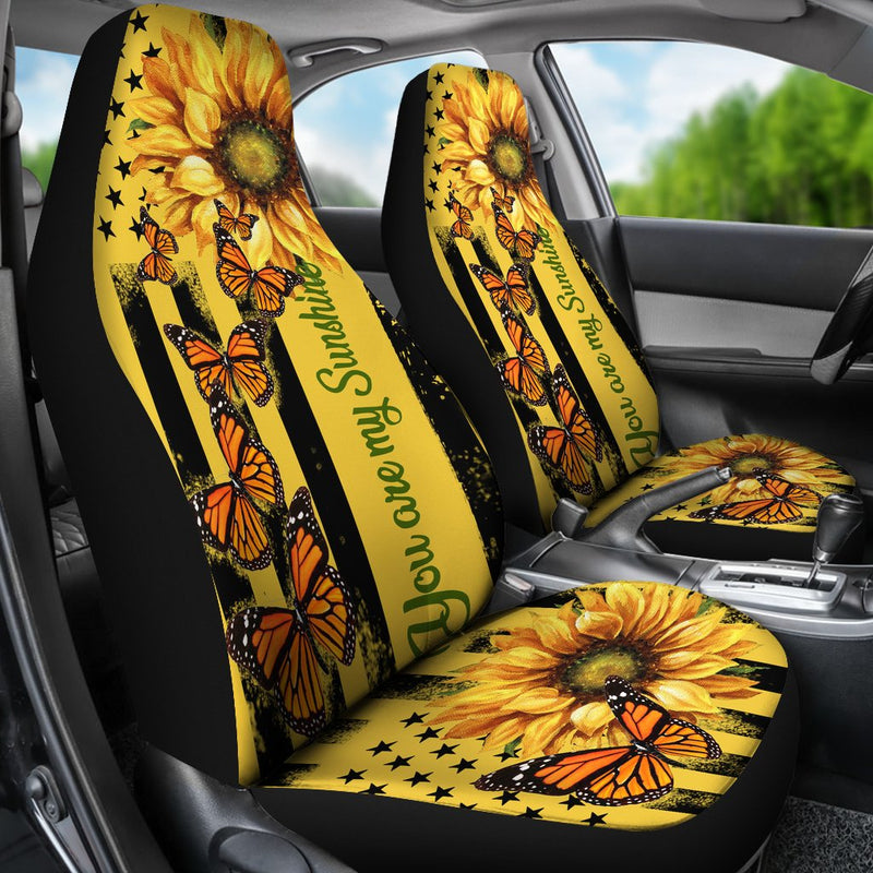 Butterfly Custom Yellow Sunflower Premium Custom Car Seat Covers Decor Protector Nearkii