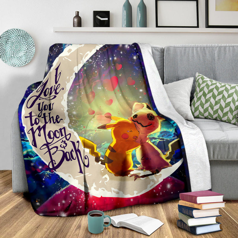 Pikachu Horro Love You To The Moon Galaxy 1 Premium Blanket Nearkii