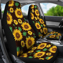 Best Sunflowers Floral Flowers Black Premium Custom Car Seat Covers Decor Protector Nearkii