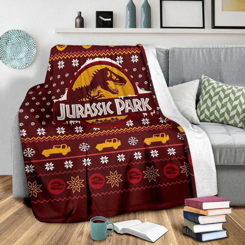 Jurassic Park Red Ugly Christmas Custom Blanket Home Decor Nearkii