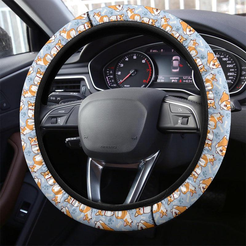 Corgi Cute Print Christmas Premium Custom Car Steering Wheel Cover Nearkii