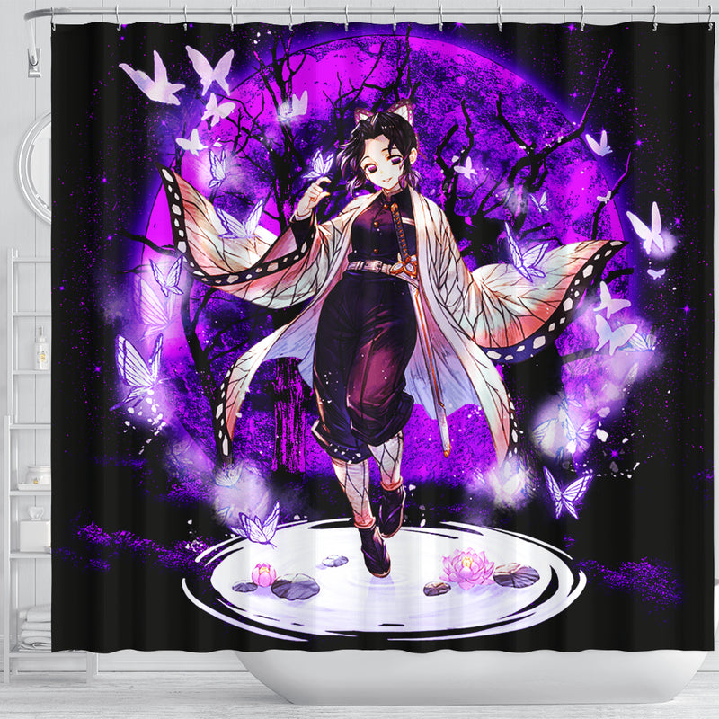 Shinobu Demon Slayer Anime Moonlight Shower Curtain Nearkii