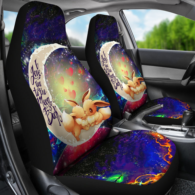 Cute Eevee Pokemon Couple Love You To The Moon Galaxy Car Seat Covers