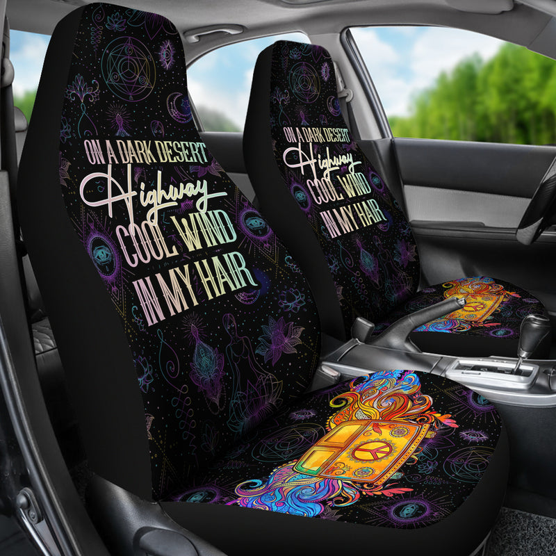 On A Dark Desert Hippie Van Premium Custom Car Seat Covers Decor Protectors Nearkii