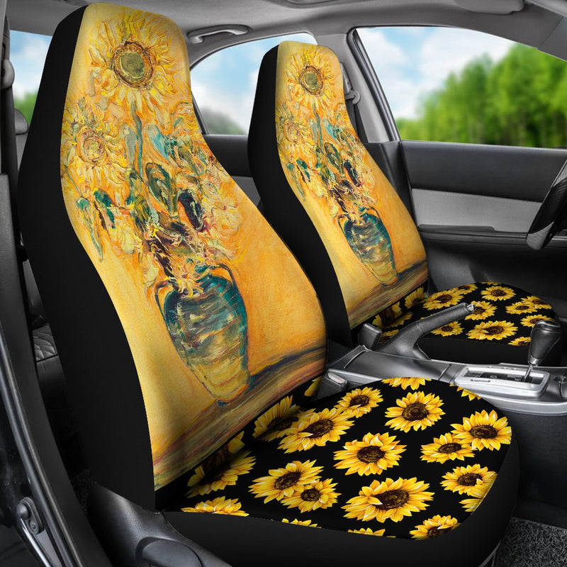 Best Painting Vase Sunflower Premium Custom Car Seat Covers Decor Protector Nearkii