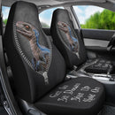 Blue Velociraptor Dinosaur Get In Sit Down Shut Up And Hold On Car Zipper Car Seat Covers Nearkii