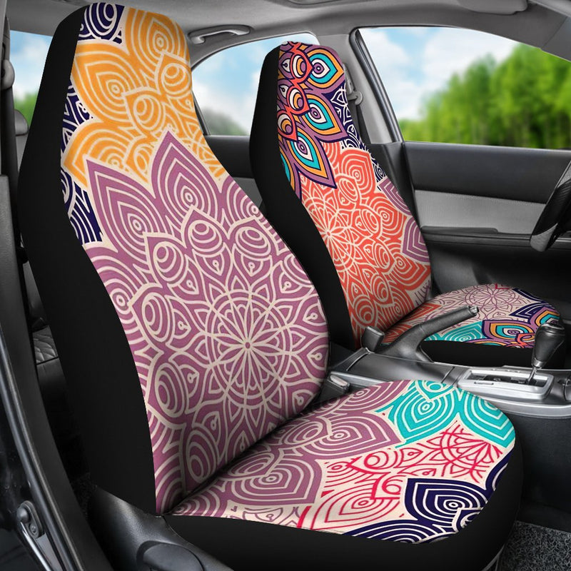 Colorful Floral Mandalas Premium Custom Car Seat Covers Decor Protector Nearkii