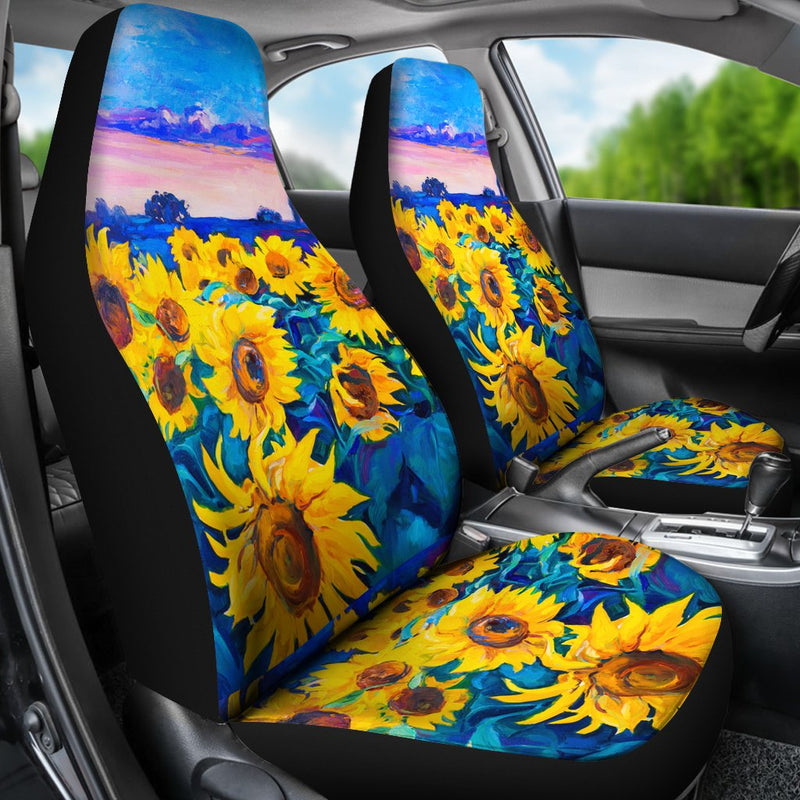 Best New Painting Sunflower Premium Custom Car Seat Covers Decor Protector Nearkii