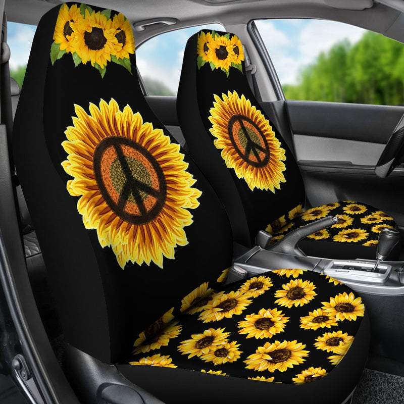 Best Sunflower Peace Sign 1960S 1970S Hippie Premium Custom Car Seat Covers Decor Protector Nearkii
