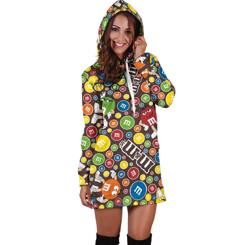 M&M Chocolate Pattern Women's Hoodie Dress