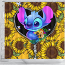 Stitch Sunflower Zipper Shower Curtain Nearkii