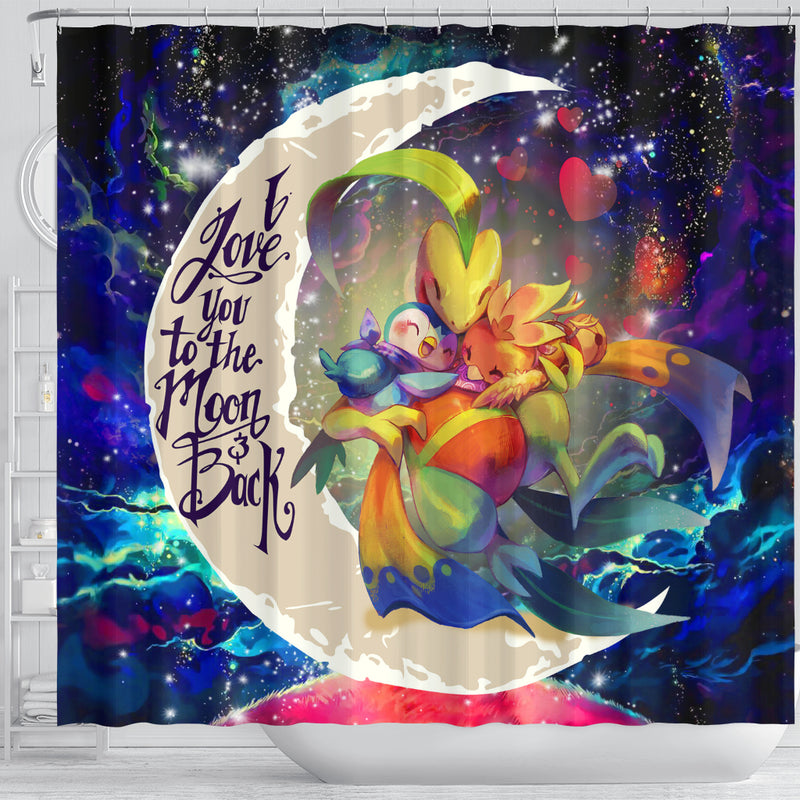 Torchic Grovyle Piplup Pokemon Love You To The Moon Galaxy Shower Curtain Nearkii
