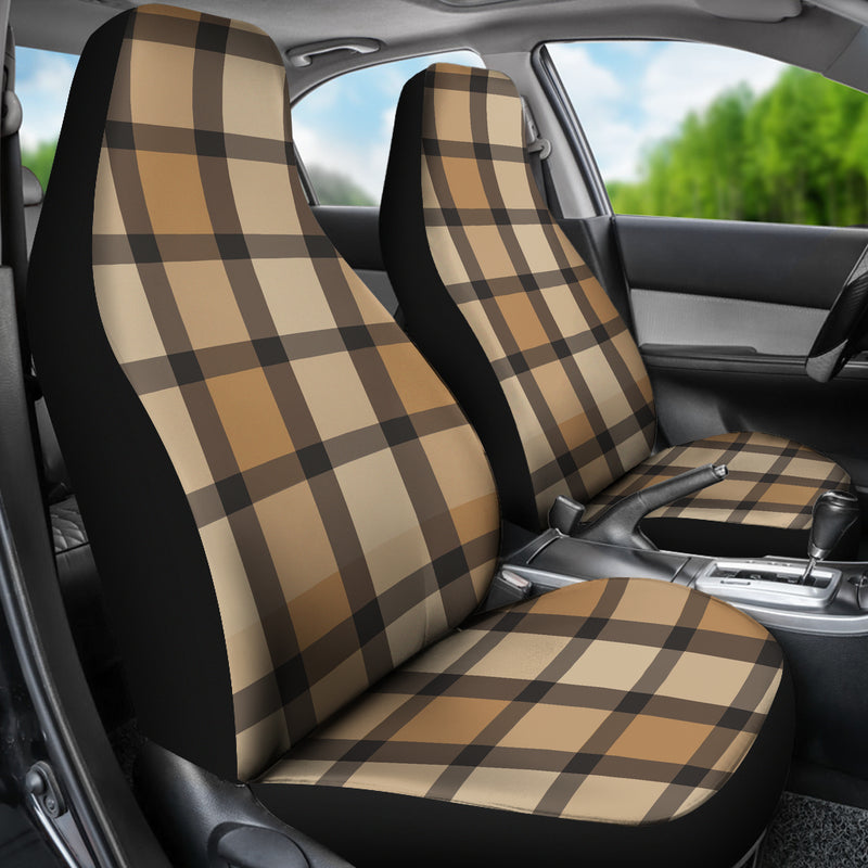 Best Brown Beige Plaid Premium Custom Car Seat Covers Decor Protector Nearkii