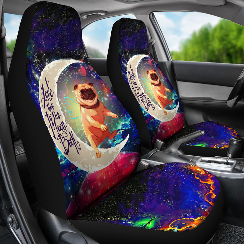 Cute Bull Dog Love You To The Moon Galaxy Premium Custom Car Seat Covers Decor Protectors Nearkii