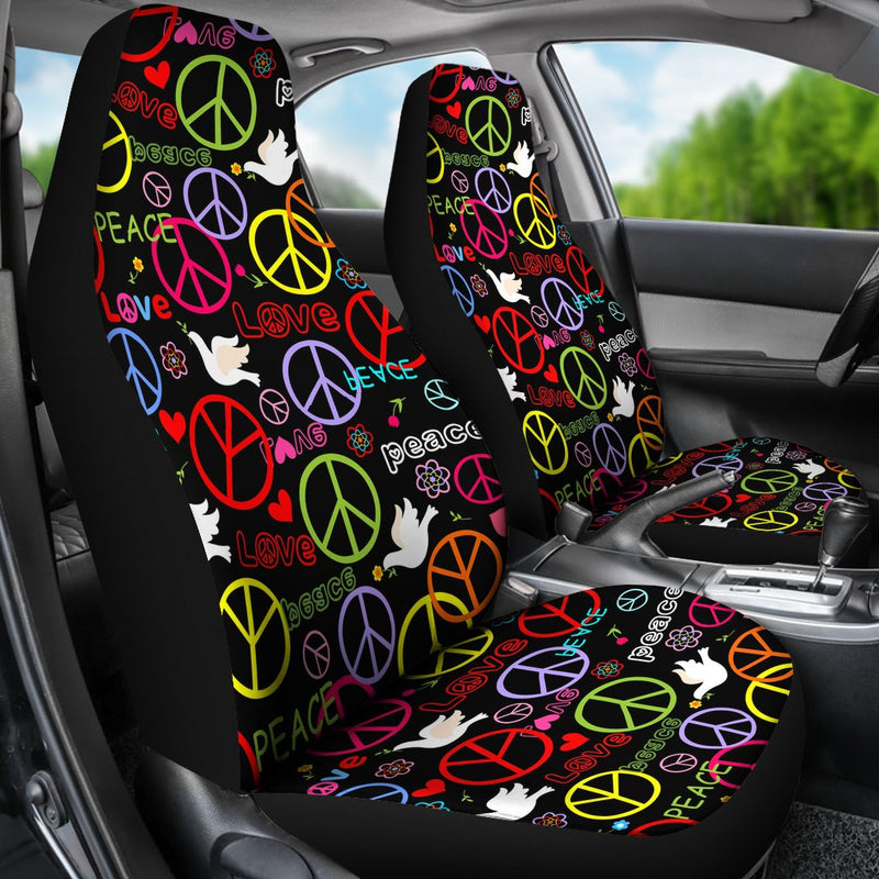 Best Hippie Wallpaper With Peace Symbol And Doves Premium Custom Car Seat Covers Decor Protector Nearkii