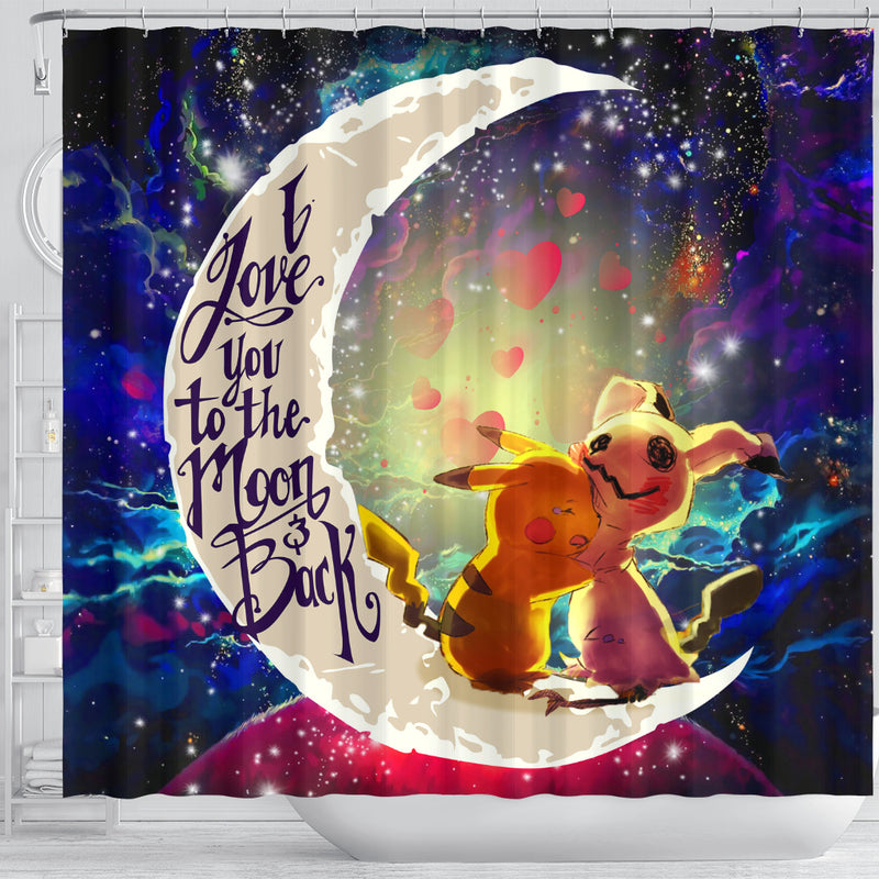 Pikachu Cute Mimikyu Art Love You To The Moon Galaxy Shower Curtain Nearkii