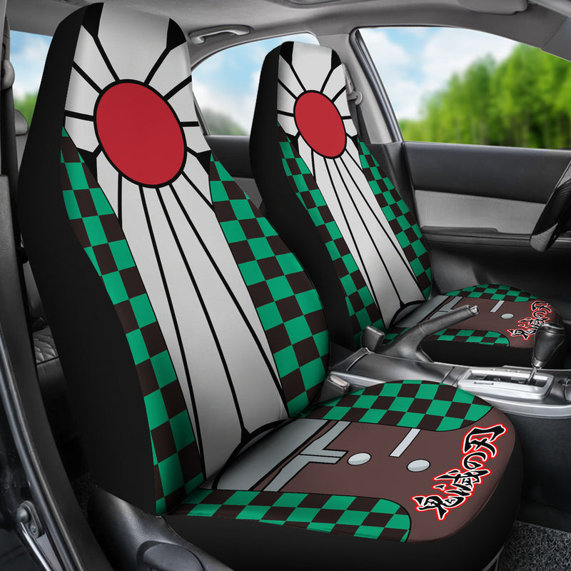 Demon Slayer Tanjiro Kamado Pattern Premium Custom Car Seat Covers Decor Protectors Nearkii