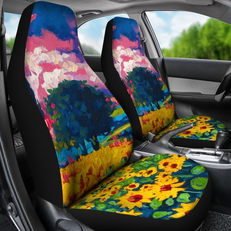 Best Painting Sunflower Art Premium Custom Car Seat Covers Decor Protector Nearkii