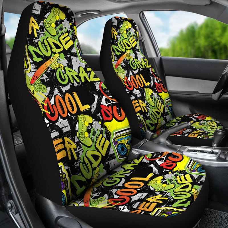 Best Cool Abstract Bright Graffiti Pattern Premium Custom Car Seat Covers Decor Protector Nearkii