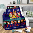 Blue Corgi Christmas Blanket Amazing Gift Idea Nearkii