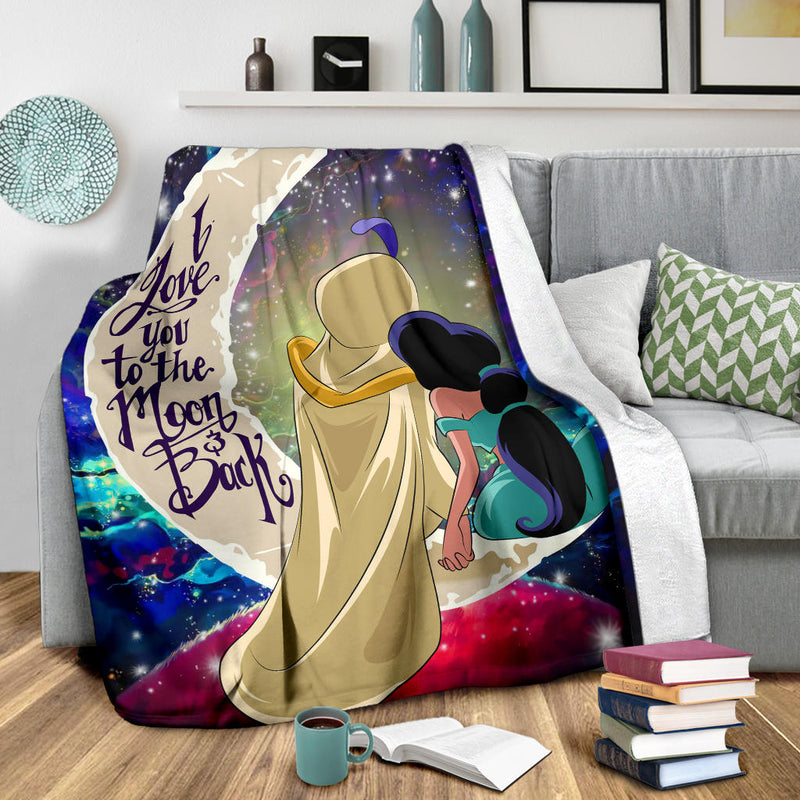 Aladin Couple Love You To The Moon Galaxy Premium Blanket Nearkii